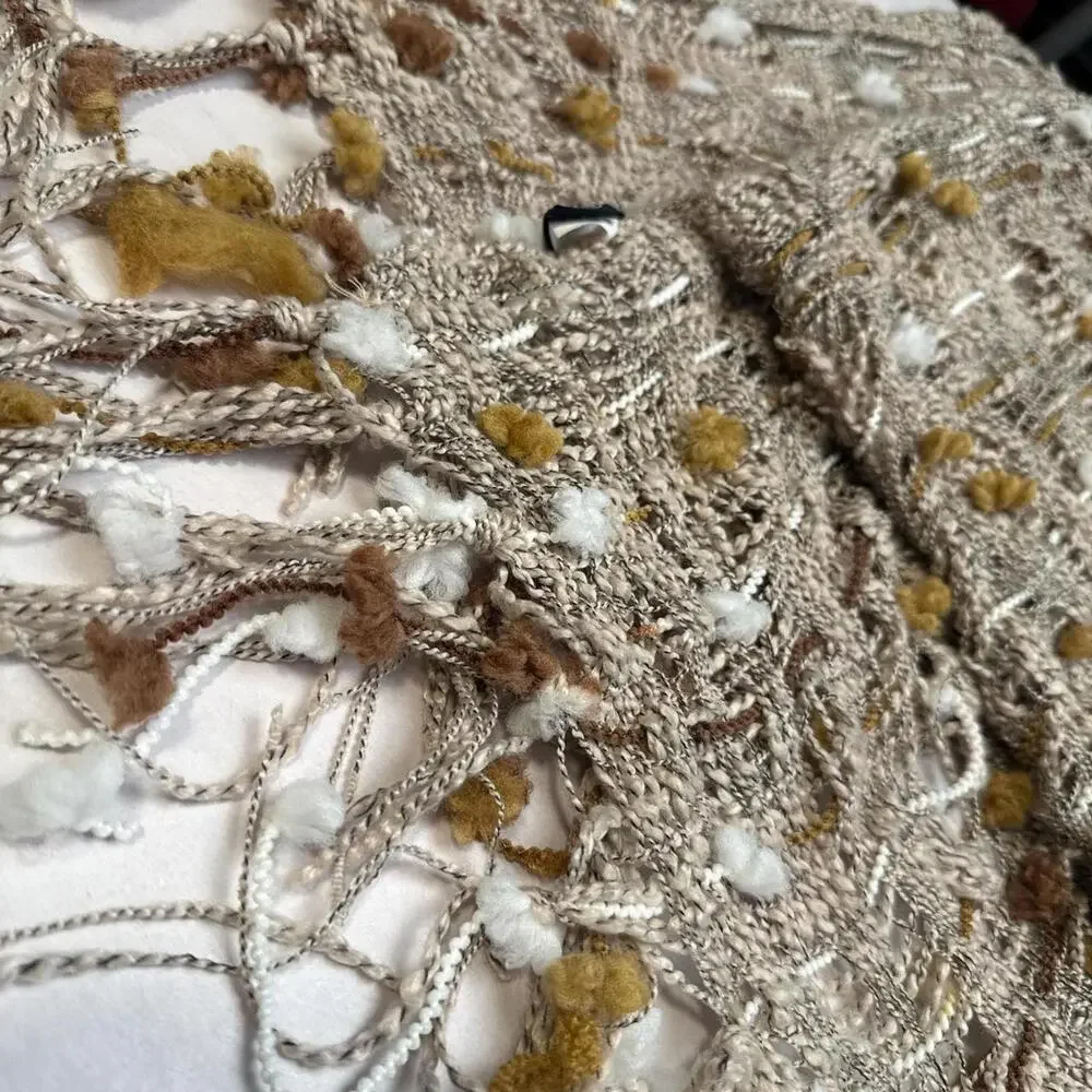 Rare 2CHIC Textured Earth-Tone‎ Pom Scarf